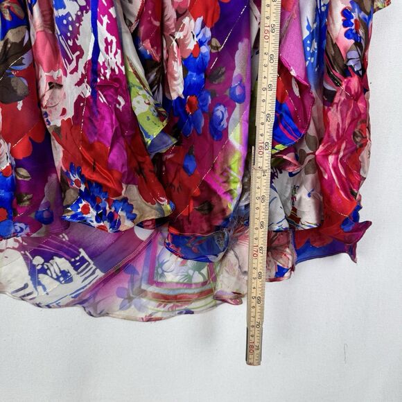 Vtg Cache Dress Womens 6‎ Floral Floor Length Gown Silk Chiffon Remnants FLAWED - Picture 11 of 16